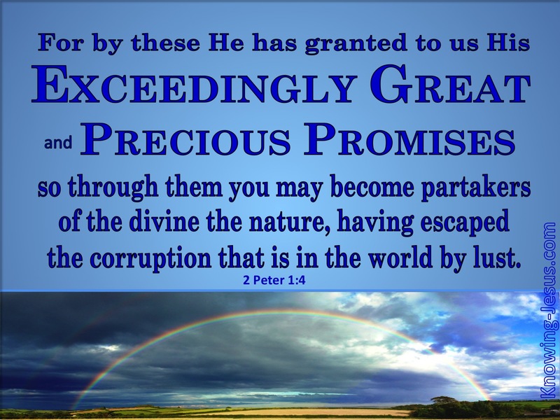 2 Peter 1:4 Exceeding Great And Precious Promises (blue)